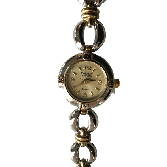 EMBASSY BY GRUEN - WOMENS SILVER/GOLD TONE STAINLESS STEAL WRISTWATCH - Picture 3 of 6